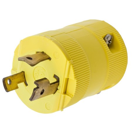 HUBBELL WIRING DEVICE-KELLEMS Locking Devices, Twist-Lock®, Valise, Male Plug, 30A 250V, 2-Pole 3-Wire Grounding, L6-30P, Screw Terminal, Yellow HBL2621VY